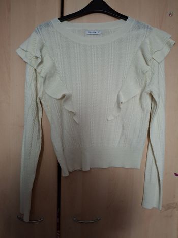 Pull blanc à froufrous Calliope taille L