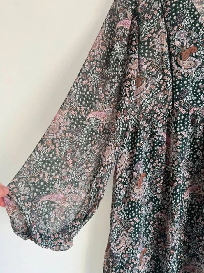 Robe verte motifs roses - photo numéro 5