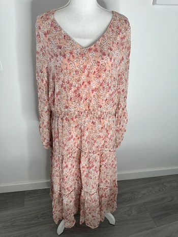 Robe longue rose à fleurs Vintage T46 3XL