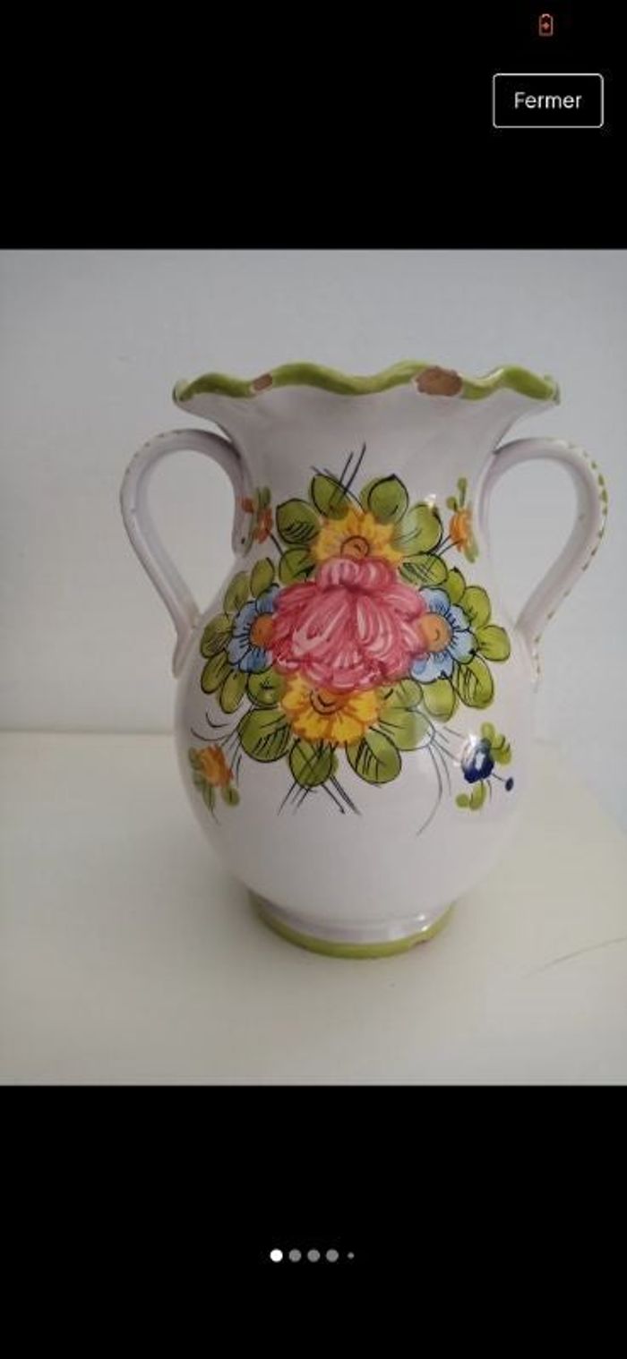 Petit vase céramique italienne décor floral