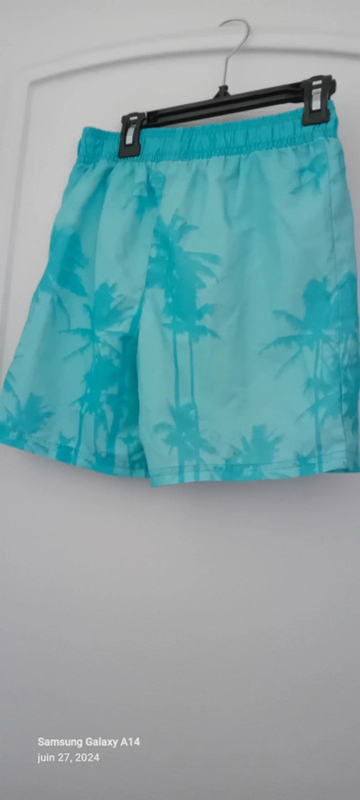 Short de bain motif palmiers turquoise garçon 12 ans kiabi - photo numéro 6
