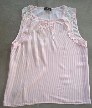 Débardeur style chemise rose 40 tbe one step Rayé blanc et rose