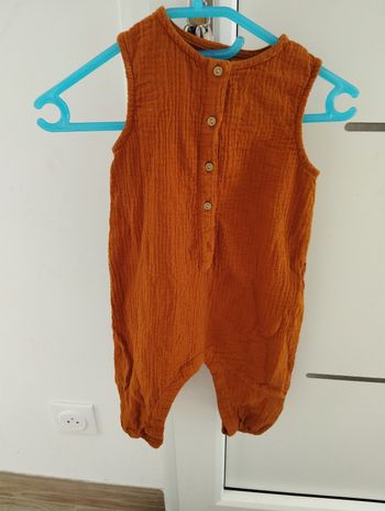 Barboteuse bébé gaze de coton terracotta