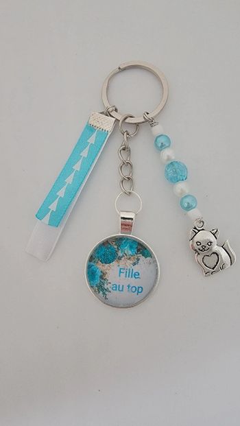 Cadeau ma fille, porte clé message bijoux de sac " fille au top"