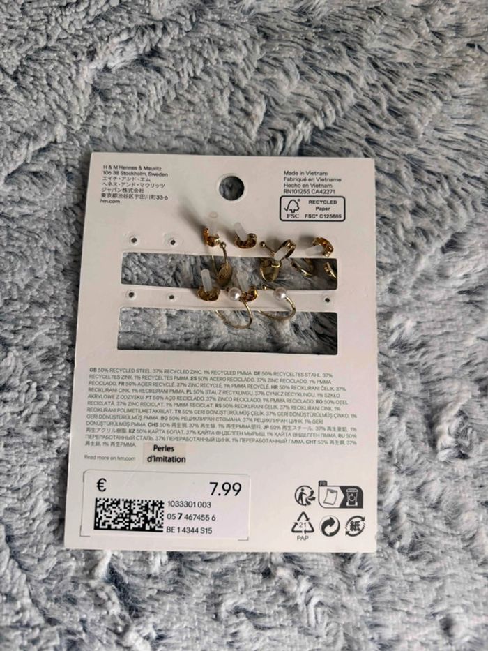 Lot de 3 boucles d’oreilles dorées créoles h&m - photo numéro 2