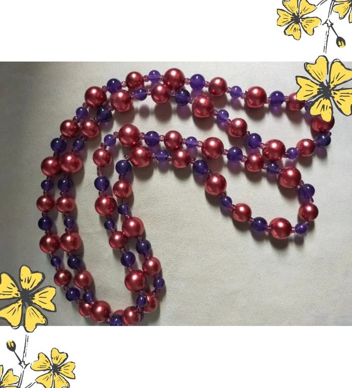 Collier bordeaux & violet double rang – Perles fantaisie – Élégance colorée - photo numéro 5