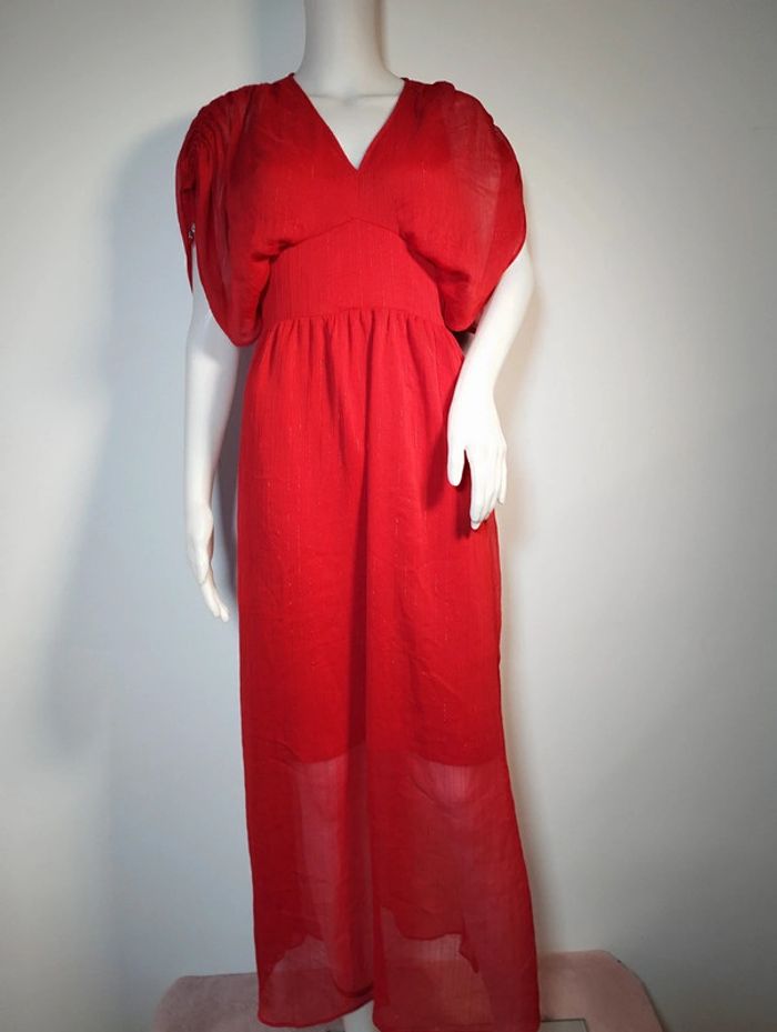 Robe de soirée longue vaporeuse rouge Promod taille 36