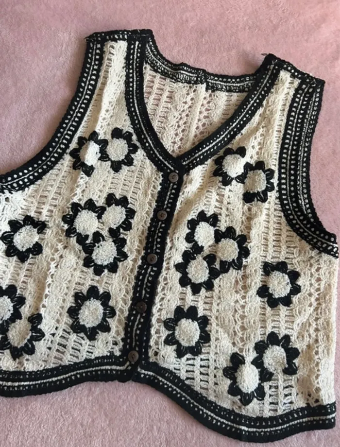 Haut gilet crochet vintage - photo numéro 3