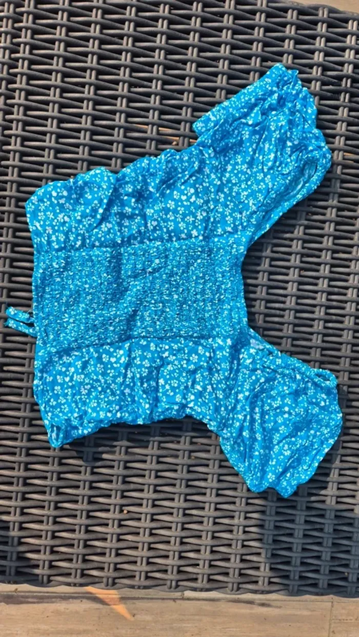 Top fleuri bleu 10 ans Gémo - photo numéro 5