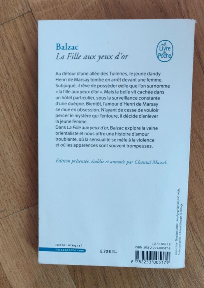 Livre La filles aux yeux d'or - Balzac - photo numéro 2