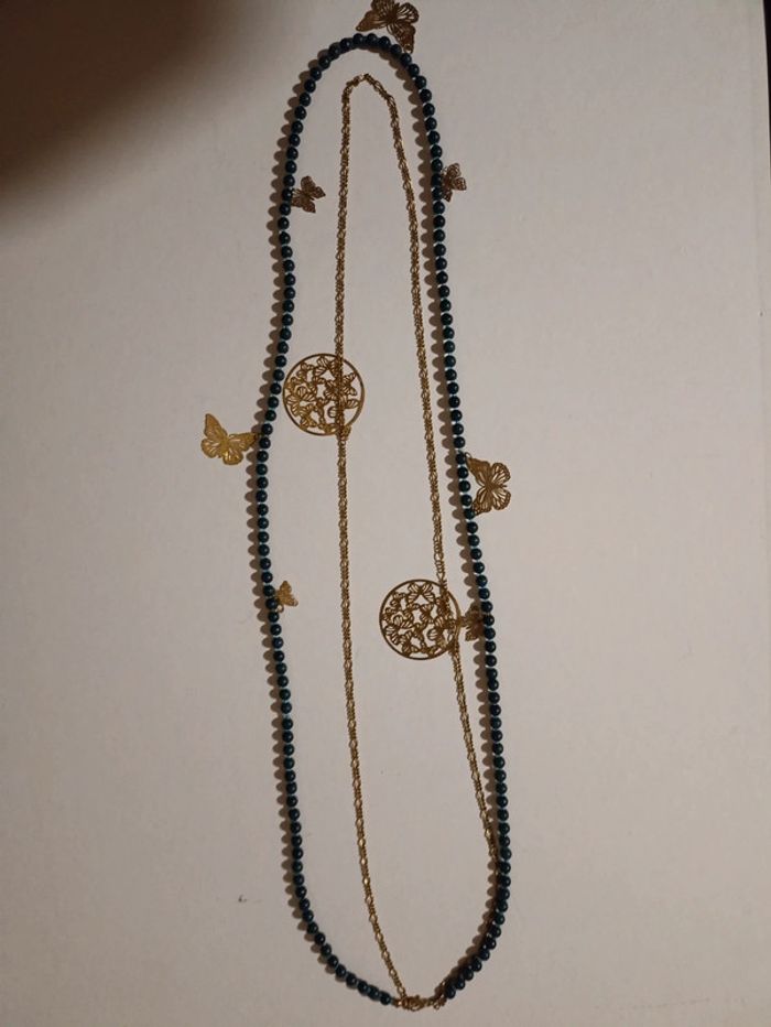 Magnifique collier papillons double - photo numéro 2