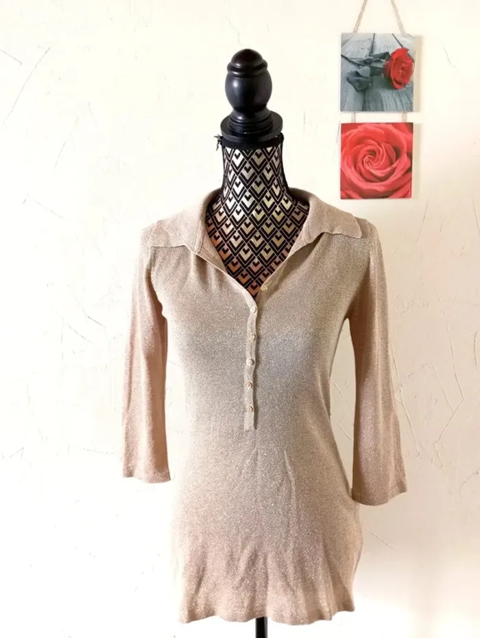 🌸Pull tunique, fin, manches 3/4, Yessica, Taille S