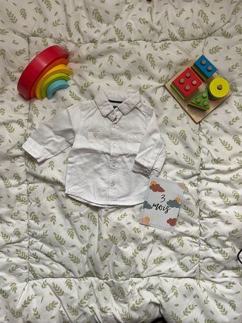 chemise manches longues blanc 3 mois kiabi