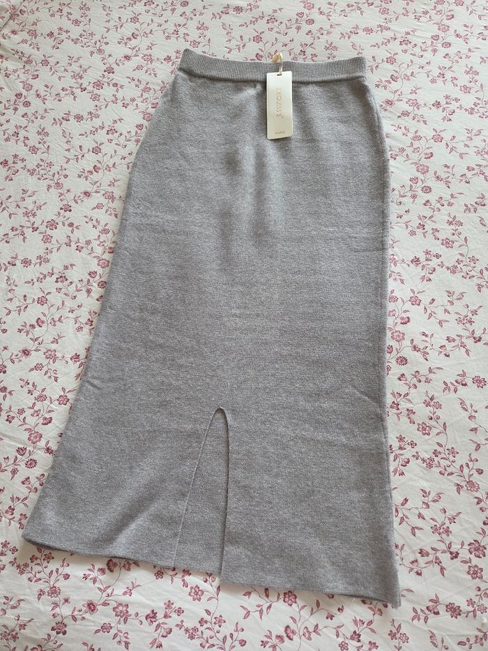 Jupe longue moulante grise - photo numéro 3