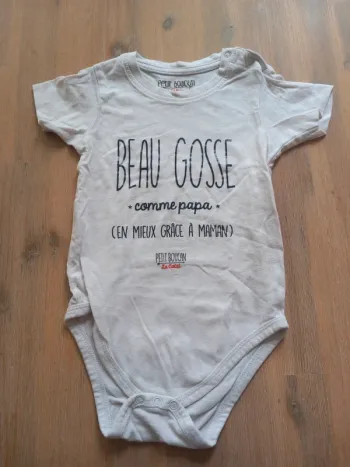 Body blanc Petit Boucan 12/18 mois  "Beau gosse comme papa"