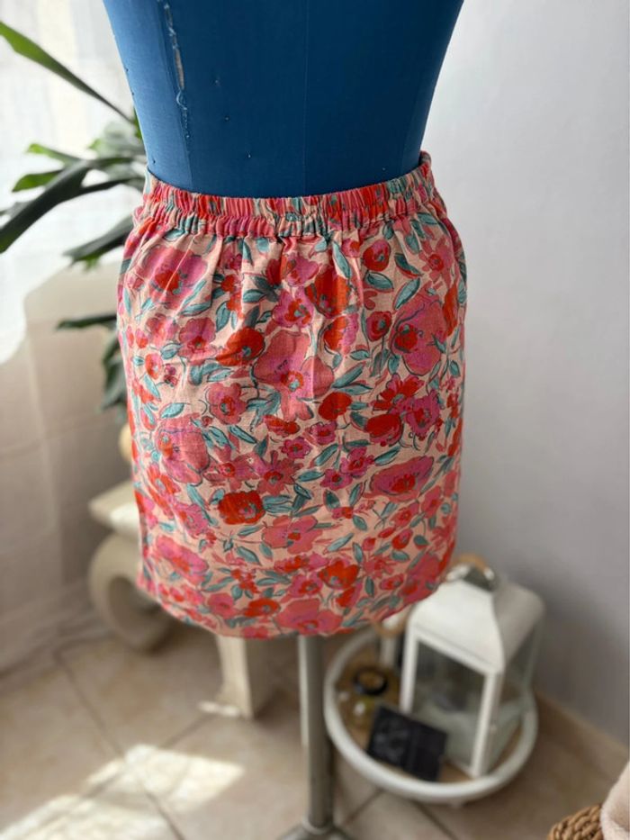 Jupe fleuri « c’est beau la vie » vintage - en très bon état - taille 36/S - photo numéro 3