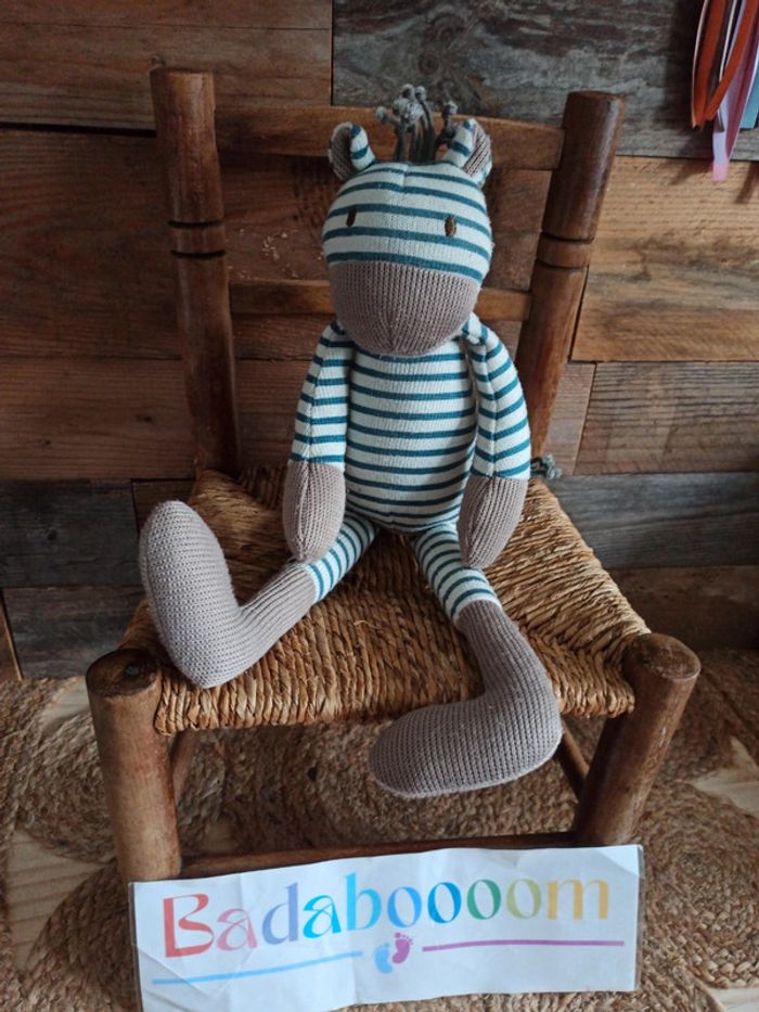 peluche zèbre bleu blanc oxybul tbe - photo numéro 5