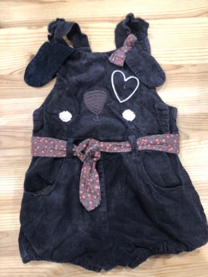 Salopette short chien en velour 24mois