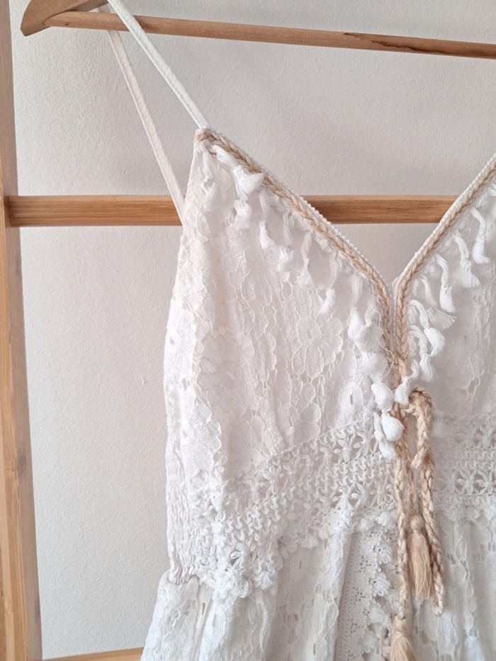 Robe longue Combishort en dentelle blanche taille unique tres bon état - photo numéro 2