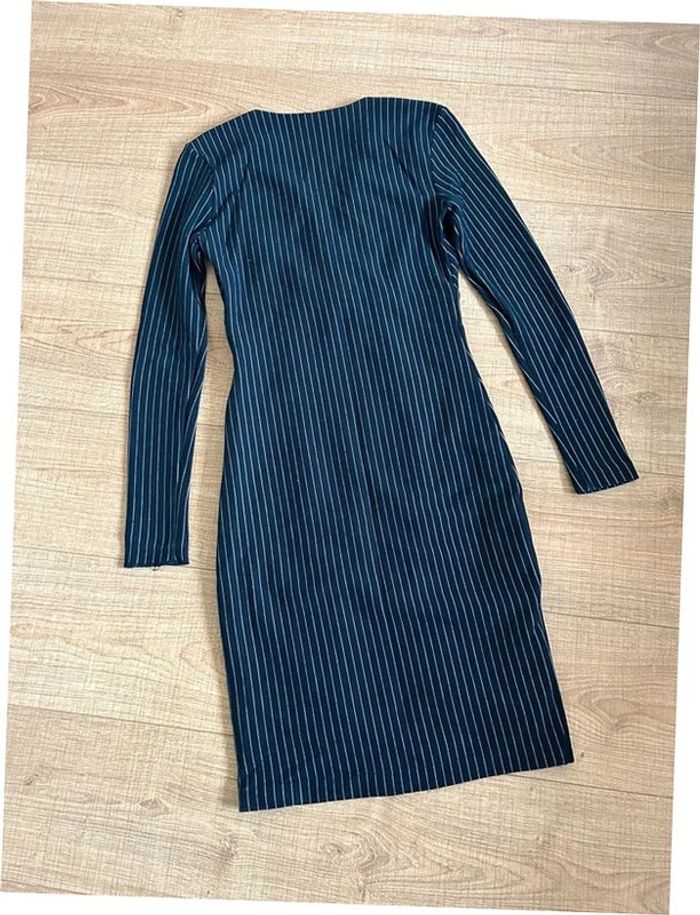 Robe bleue marine à manches longues avec rayures blanches Mango taille S TBE - photo numéro 12