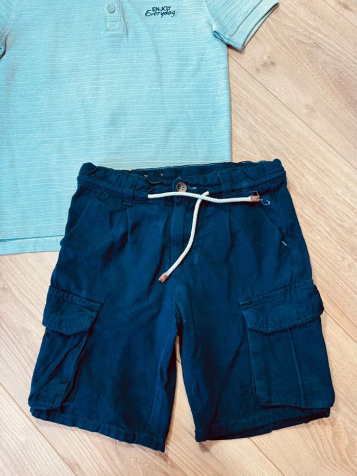 Taille 8 ans ensemble 2 pièces été garçon TAO Kiabi vert bleu marine * enjoy * 💚 - photo numéro 3