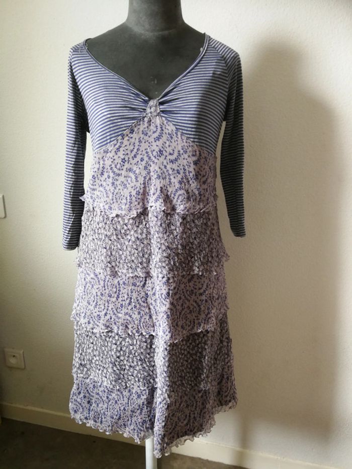 Robe chic One Step volants soie vintage L 40