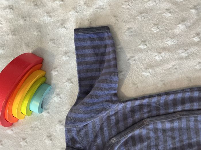 pyjama grenouillère en velours marine et bleu ouverture devant 6 mois kimbaloo - photo numéro 8
