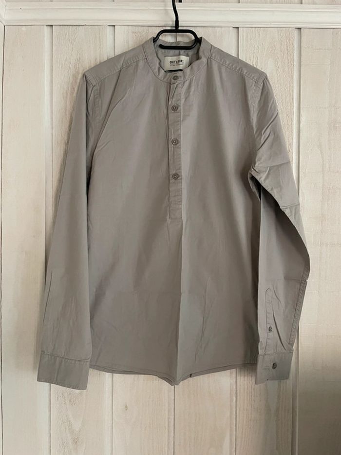 Chemise grise col Mao - Only & Sons - M