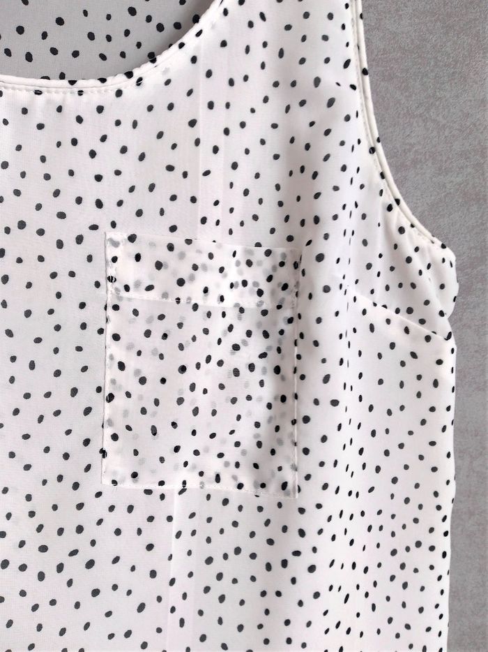 Blouse / Débardeur en voile blanc à pois noir - Pimkie - photo numéro 4