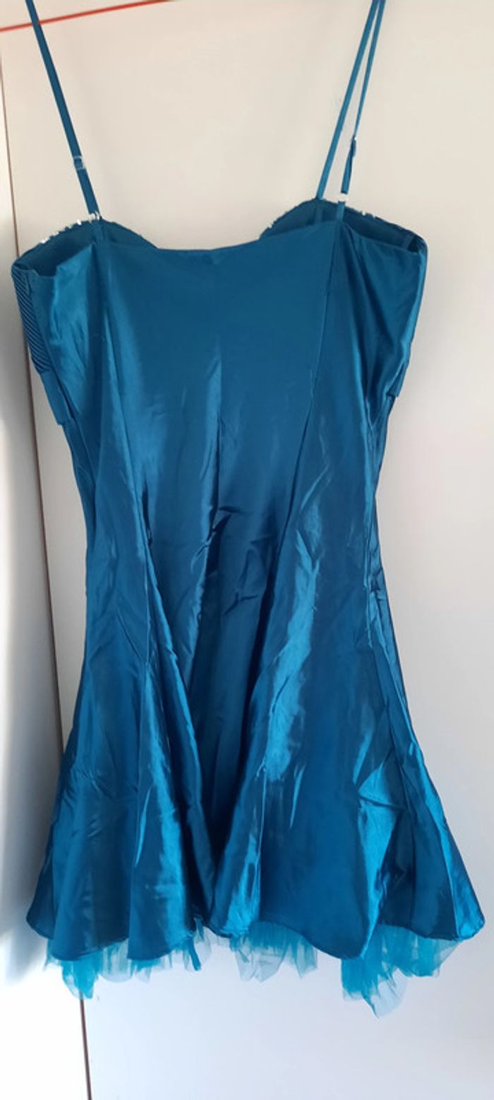 Robe de cérémonie cintrée Bleu-verte - photo numéro 5