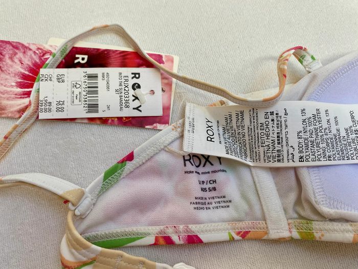Maillot deux pièces bandeau et bikini S Roxy blanc et fleurs 80c 85b 90a - photo numéro 5