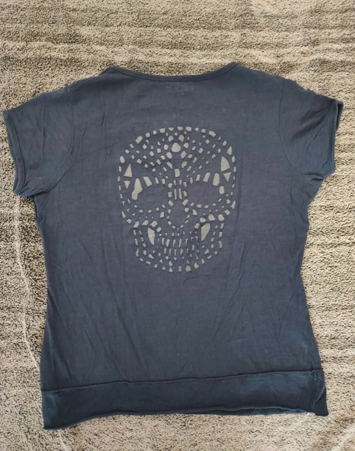 T-shirt Taille 3 femme bleu marine tête de Mort LFM