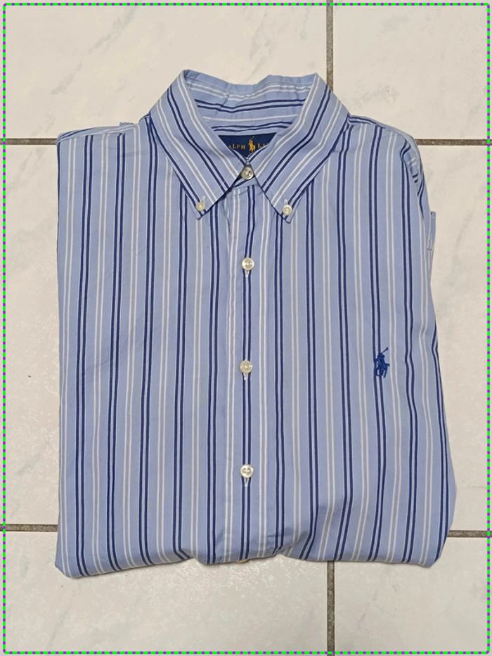 Chemise Ralph Lauren à rayures bleues – Slim Fit – Taille M