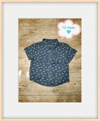 Jolie chemise garçon manches courtes été 12 mois
