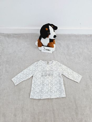 Tee shirt manches longues chat bébé fille 3 mois