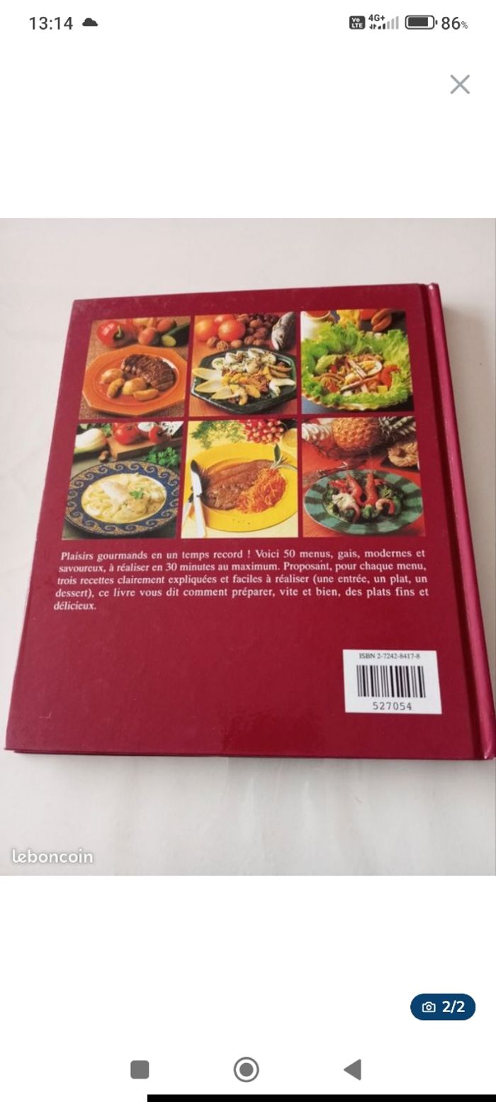 Vend livre de 50 menus en 30 min - photo numéro 2