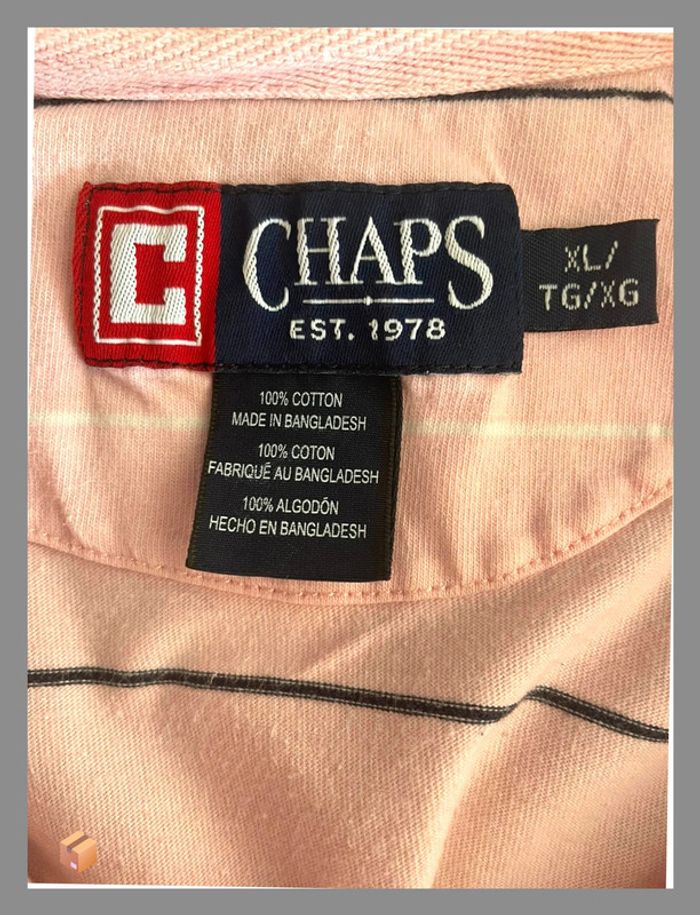 👕 Polo Chaps homme – Taille XL – Rose pâle à rayures - photo numéro 4