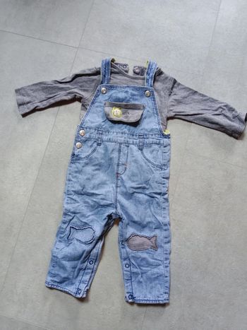 Ensemble salopette + body, 6 mois