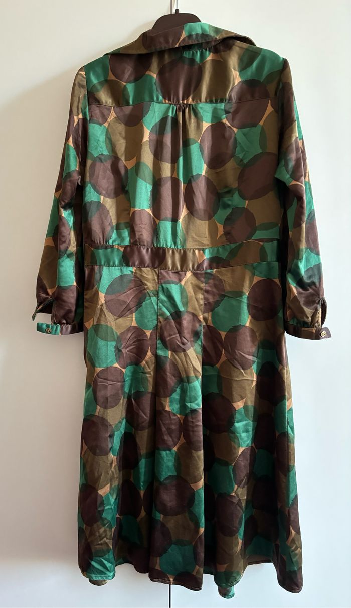 Robe vert et marron satinée - photo numéro 3