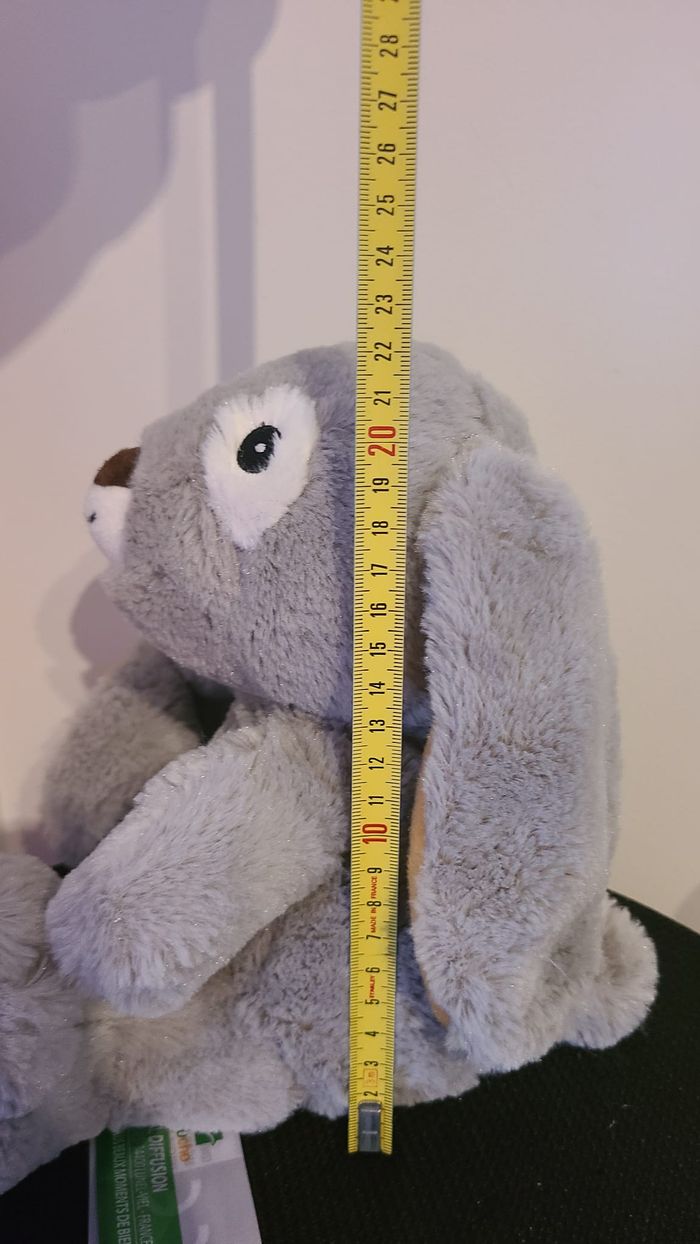 Peluche Bouillotte déhoussable Lapin - Made in France - Gris - photo numéro 5