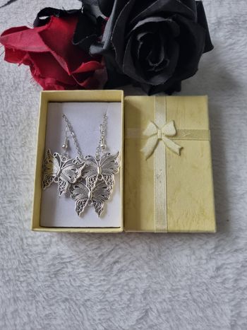 Ensemble bijoux pendentif argenté