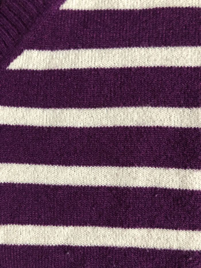 Pull rayé H&M manches 3/4 taille M violet/crème - photo numéro 3