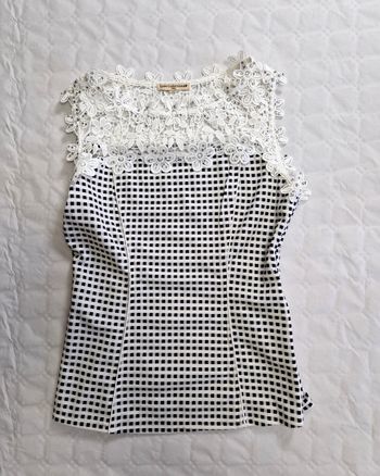 Top Vichy Chic & Dentelle Strass – Luxe Collection Paris – Taille S