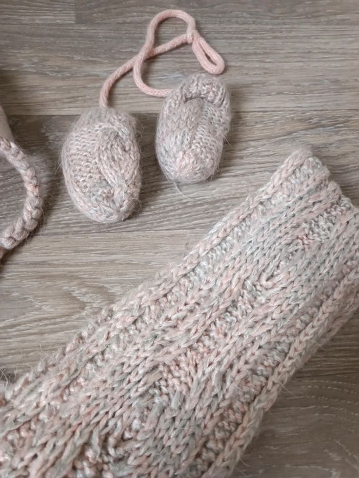 Ensemble TAO écharpe bonnet et moufles 9/12 mois - photo numéro 3