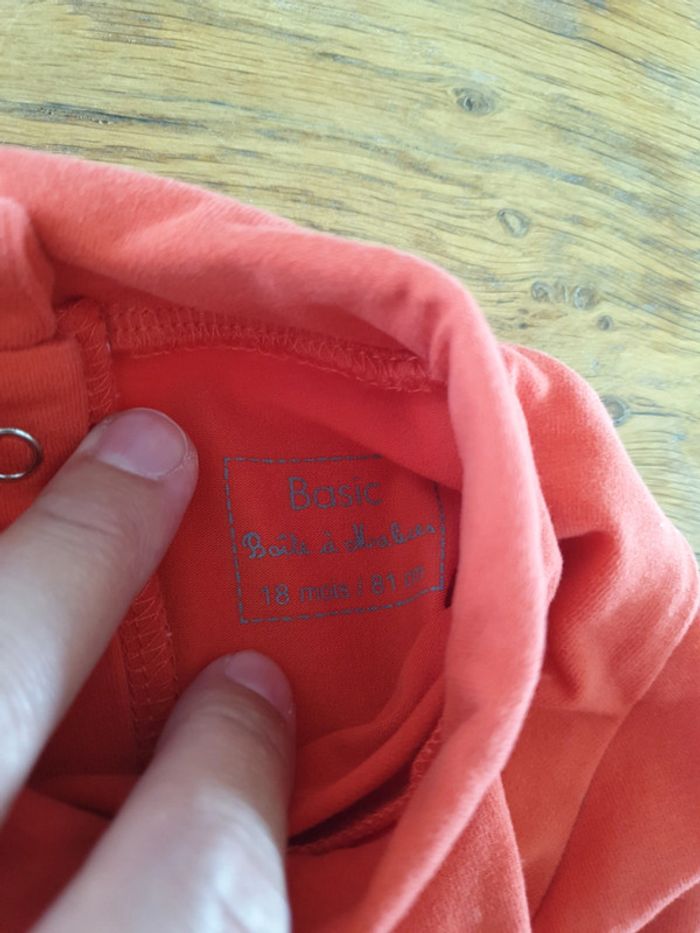 T-shirt col roulé rouge/ corail 18m - photo numéro 3
