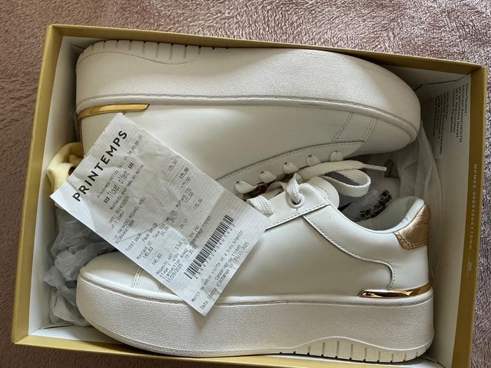 Michael Kors Dottie cuir blanc/beige/or – Taille 40 – Comme neuve - photo numéro 4