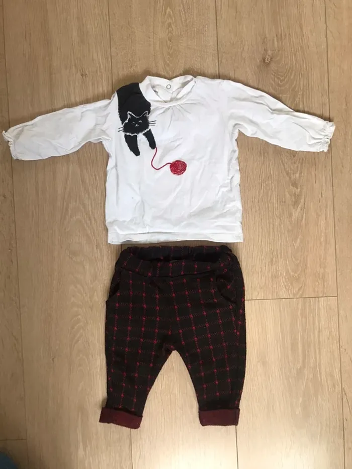 Ensemble 2 pieces t-shirt manches longues et pantalon 6 mois