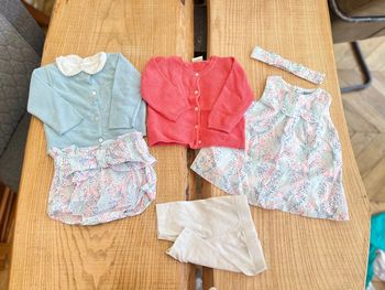 Ensemble Jacadi 6 mois robe gilet lot liberty bloomer culotte Bodie bandeau