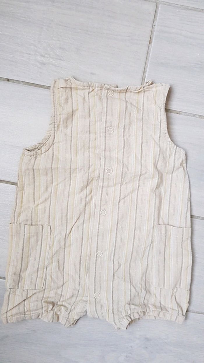 Combishort été coton et lin garçon 6mois kitchoun - photo numéro 4