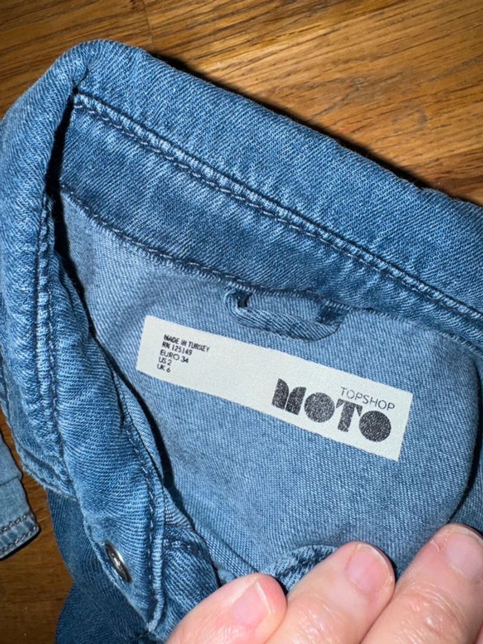 Chemise en jeans moto top shop  Taille 34 - photo numéro 4